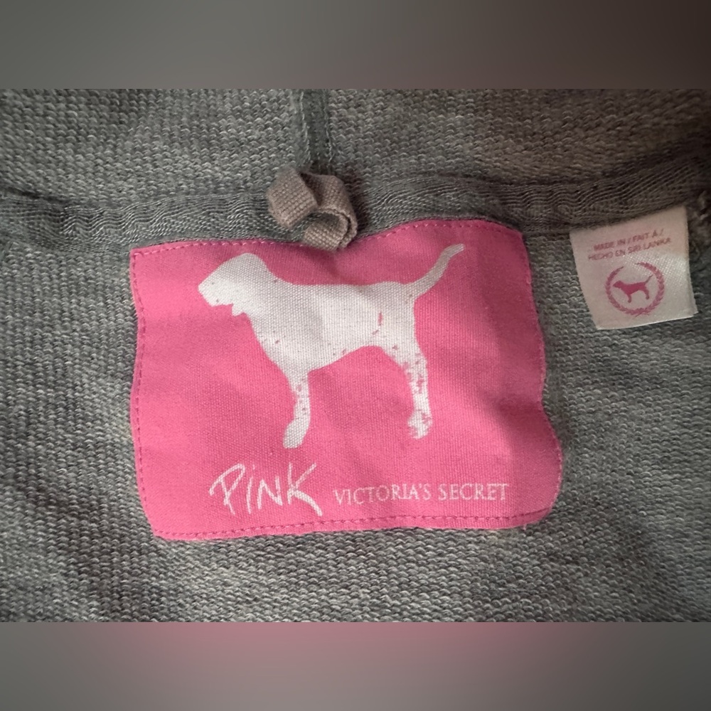 VINTAGE VICTORIAS SECRET PINK 100%COTTON GREY HOODED ROBE - Picture 15 of 16